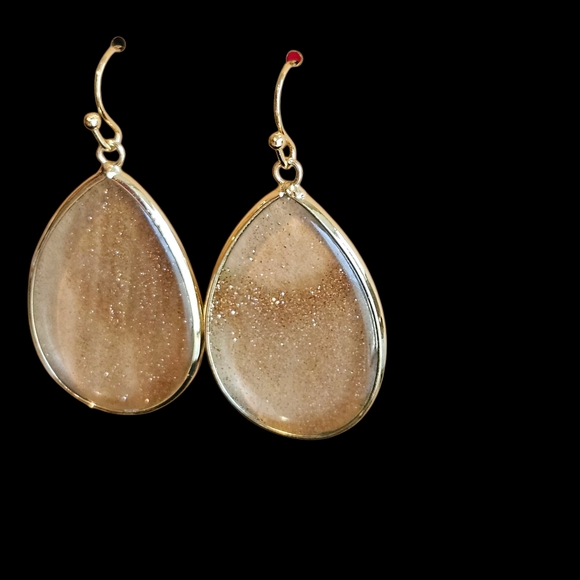 NWT - 18k Gold Celestial Glitter Teardrop Earrings - Picture 8 of 13